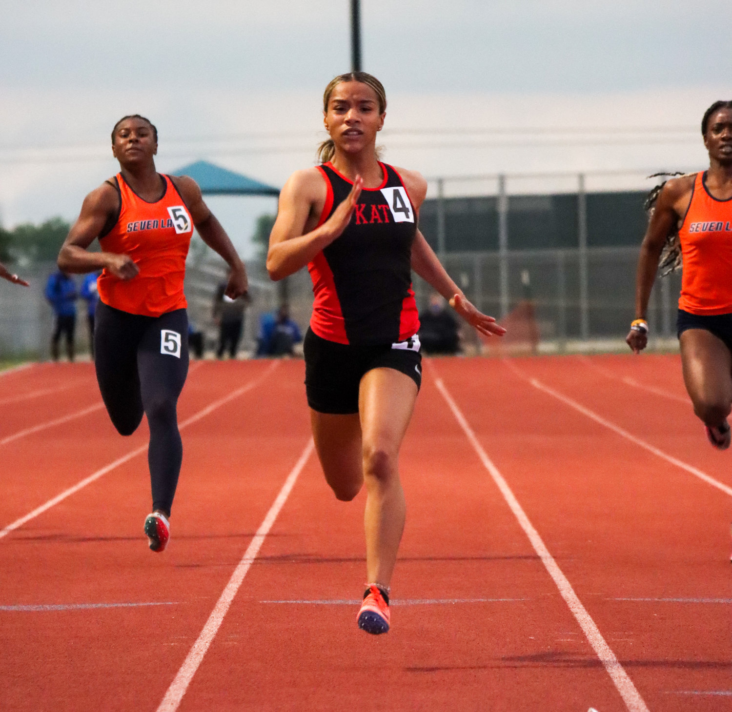 Katy High junior Jada Campos won gold in the 100-meter dash and 200-meter dash and helped the Tigers’ 4x400 relay to a fourth-place finish at the 19-20-6A area meet on Thursday, April 15, at Paetow High.